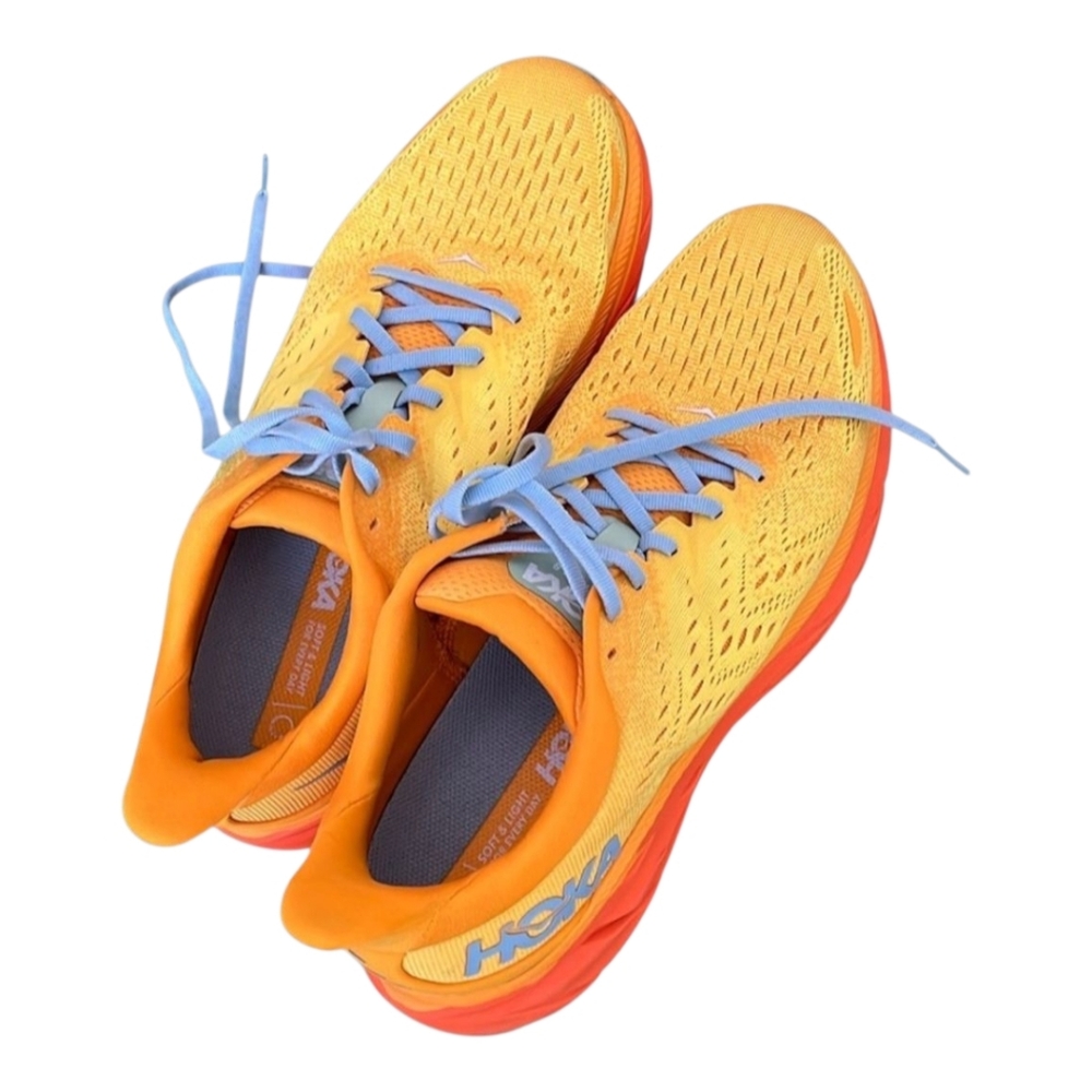 Hoka Bondi 8,  Yellow & Orange Running Shoes